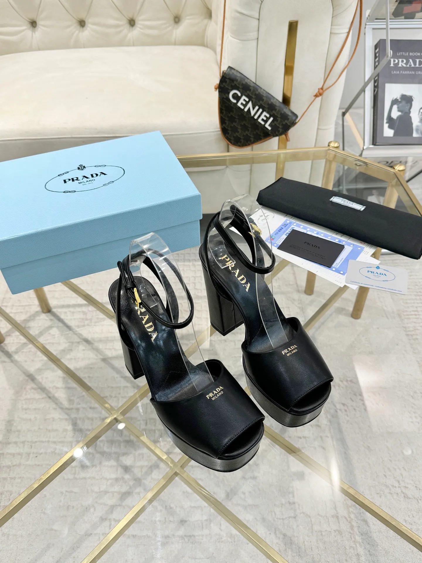 👟👟Ex-factory price 600👟👟 (imitation leather bottom-20) New arrival 👉Ready stock👈Remove the original board and make a 1:1 replica‼ ️The highest version ✅ Prada's early spring catwalk hot style 😘The latest spring style thick square toe water platform series (genuine leather outsole), (simulated leather sole) goddess must-have for super beautiful feet 👉The upper is made of imported original calfskin, soft and textured, lining + foot pads, imported sheepskin lining, breathable and comfortable, private model water platform, heel, water platform 3.5M, heel height 12M Code number 35M-39M (34 40 41 42 43 is custom-made and cannot be returned or exchanged)